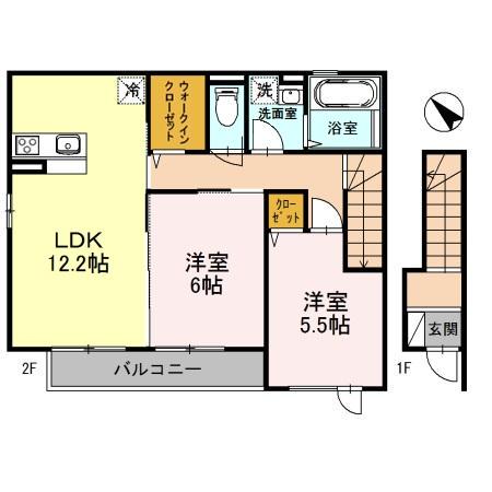 ラ・コンポフォタ(2LDK/2階)の間取り写真