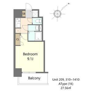 S-RESIDENCE堺ALTKLAS(1K/13階)の間取り写真