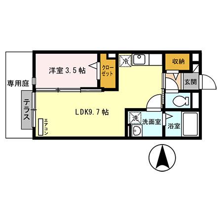 カンフォーラ(1LDK/1階)の間取り写真