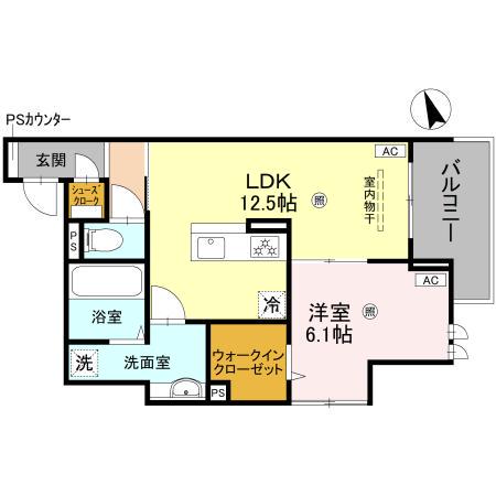 パサログランデ鳳中町(1LDK/2階)の間取り写真