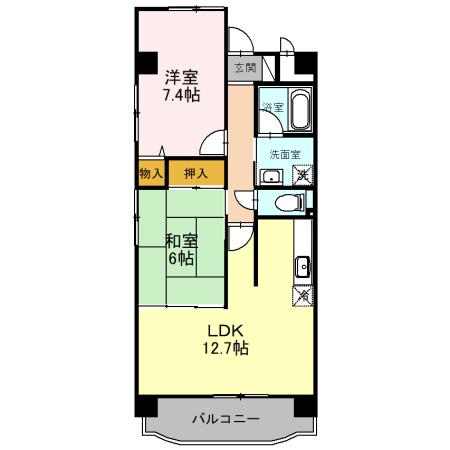 ホワイトロートス(2LDK/3階)の間取り写真