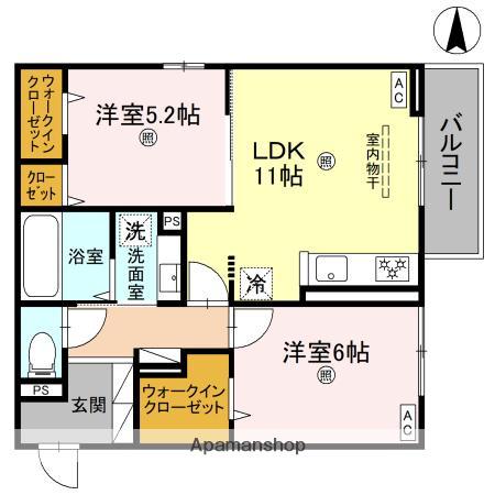D-ROOM東住吉区南田辺(2LDK/1階)の間取り写真