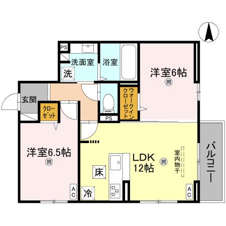 WISTERIA 三信(2LDK/1階)の間取り写真