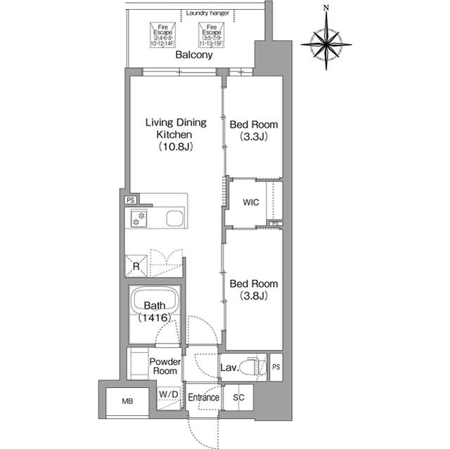 コンフォリア・リヴ東三国駅前ソルテラス(2LDK/8階)の間取り写真