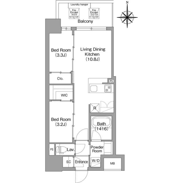 コンフォリア・リヴ東三国駅前ソルテラス(2LDK/7階)の間取り写真