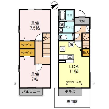 セジュール姫島(2LDK)の間取り写真
