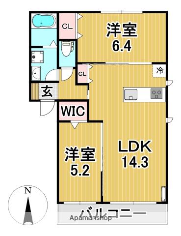 グレースメゾン平野(2LDK/2階)の間取り写真