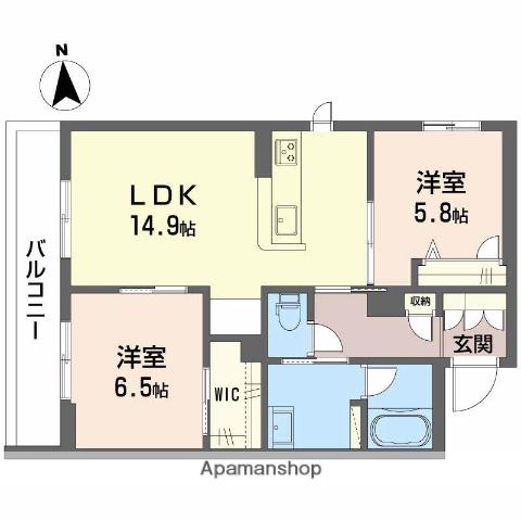 シャーメゾン深江北(2LDK/2階)の間取り写真