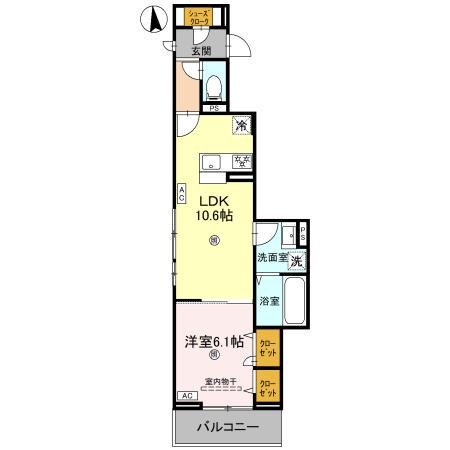 スプランデュール高井田(1LDK/2階)の間取り写真