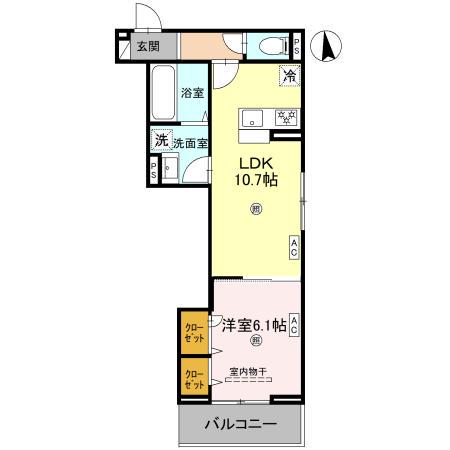 スプランデュール高井田(1LDK/2階)の間取り写真