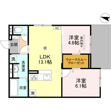 ナティサウス(2LDK/1階)の間取り写真
