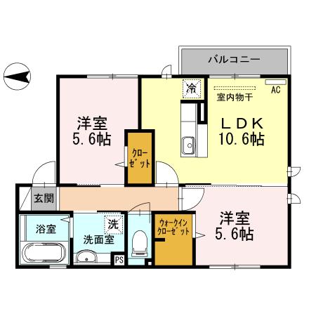 CRESTSOCIAII(2LDK/2階)の間取り写真