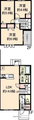 近鉄長野線 河内長野駅 徒歩12分 2階建 築1年(3LDK)の間取り写真