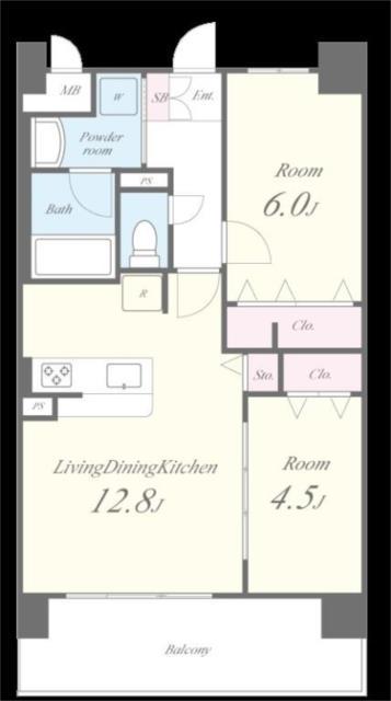 フェリスシエロ堺(2LDK/4階)の間取り写真