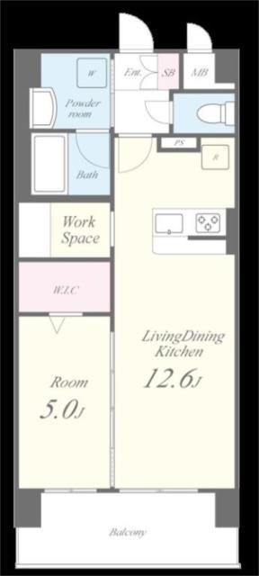 フェリスシエロ堺(1LDK/2階)の間取り写真