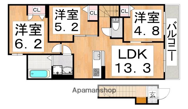 DEMEURE CRECIA Ⅱ(3LDK/2階)の間取り写真