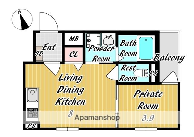 センチュリー昭和町(1LDK/2階)の間取り写真