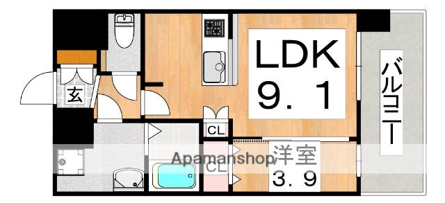 アドバンス大阪クラージュ(1LDK/8階)の間取り写真