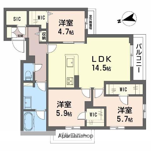 シャーメゾングランノード(3LDK/3階)の間取り写真