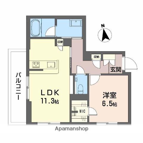 スカイ ウィング(1LDK/2階)の間取り写真