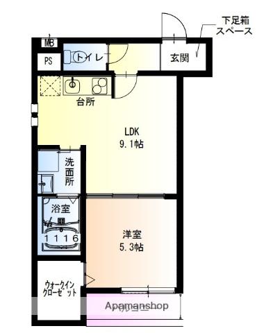 フジパレス加美東Ⅱ番館(1LDK/2階)の間取り写真