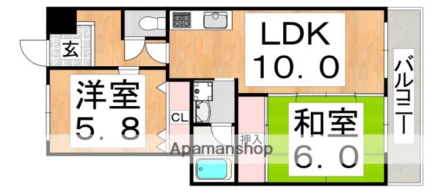 ロイヤルスウィート(2LDK/3階)の間取り写真