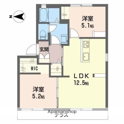 フレグランス阪南A・B棟(2LDK/1階)の間取り写真
