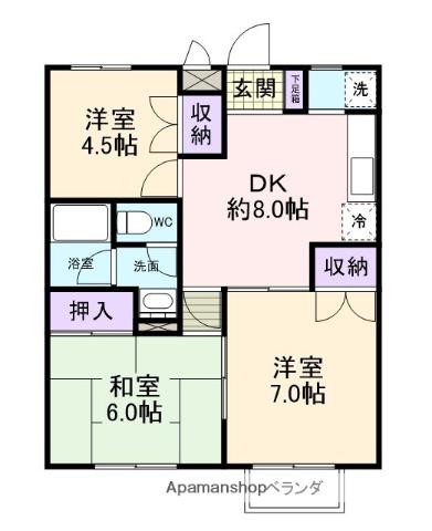 メイプルタウン(3DK/1階)の間取り写真