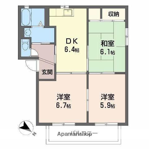 バリュージュ新家(3DK/2階)の間取り写真