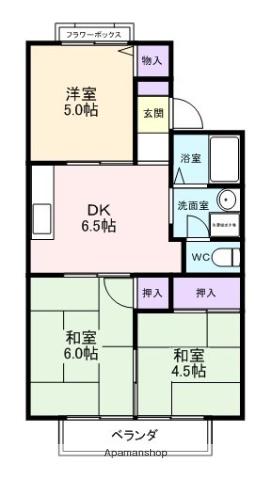 ハイツ米川(3DK/1階)の間取り写真