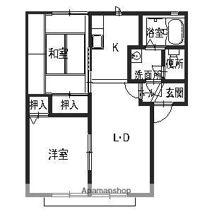 ムーンハピネスA・B(2LDK/1階)の間取り写真