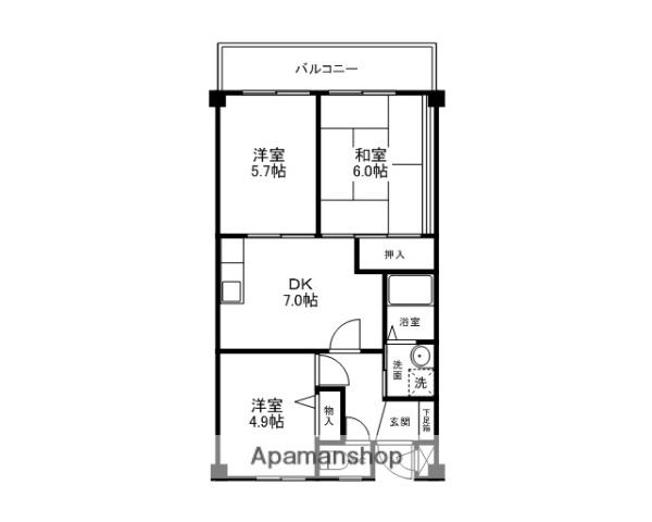 ルナ・コート(3DK/1階)の間取り写真