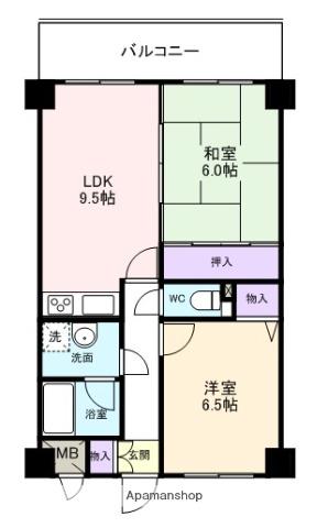 サンセットビュー阪南(2LDK/5階)の間取り写真