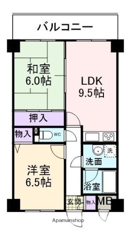 サンセットビュー阪南(2LDK/2階)の間取り写真