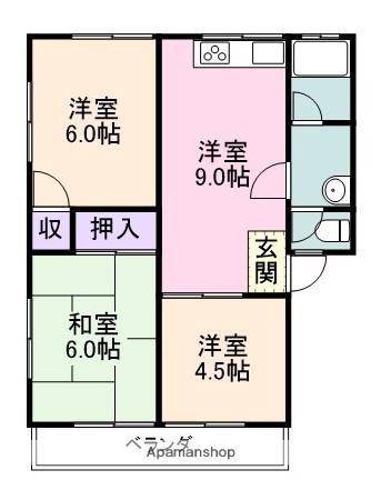 いずみが丘ハイツ(3DK/1階)の間取り写真
