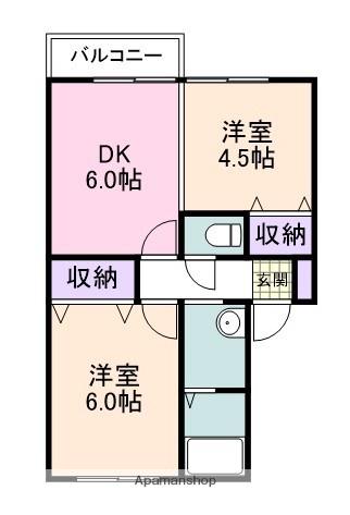 コースト阪南(2DK/2階)の間取り写真
