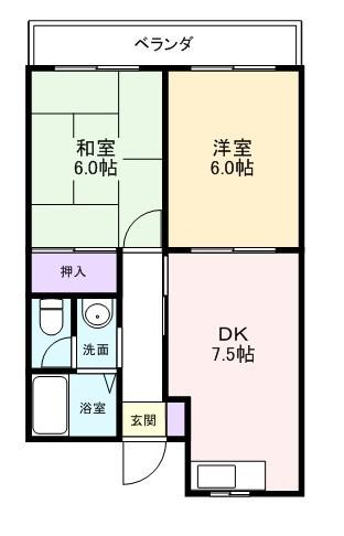 コーポラス・タキ(2DK/1階)の間取り写真