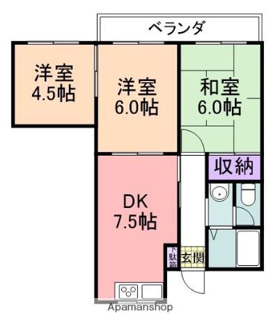 コーポラス・タキ(3DK/2階)の間取り写真
