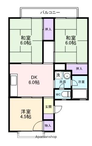 シティーコーポ山本(3DK/2階)の間取り写真
