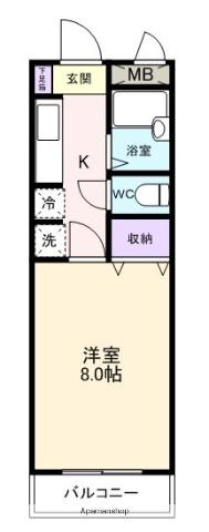 エスポワール尾崎(1K/2階)の間取り写真