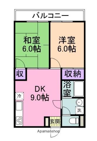 RINON新家 D棟(2DK/2階)の間取り写真