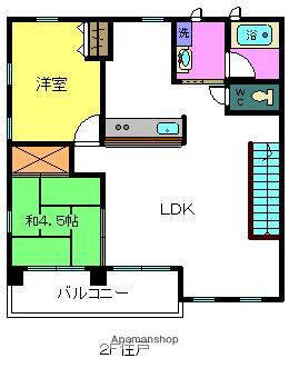 コウジィコートⅡ番館(2LDK/2階)の間取り写真