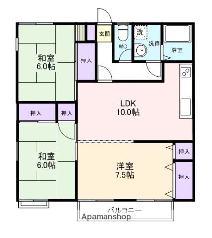 コースタ箱作(2LDK/2階)の間取り写真
