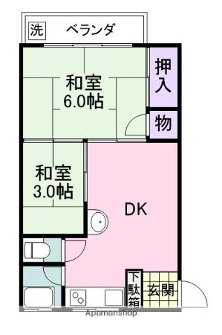 第二アヴァンセ杉谷(2DK/3階)の間取り写真