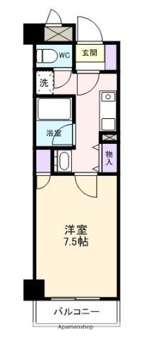 シャルム阪上(1K/3階)の間取り写真