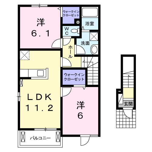 ブリーゼ(2LDK/2階)の間取り写真