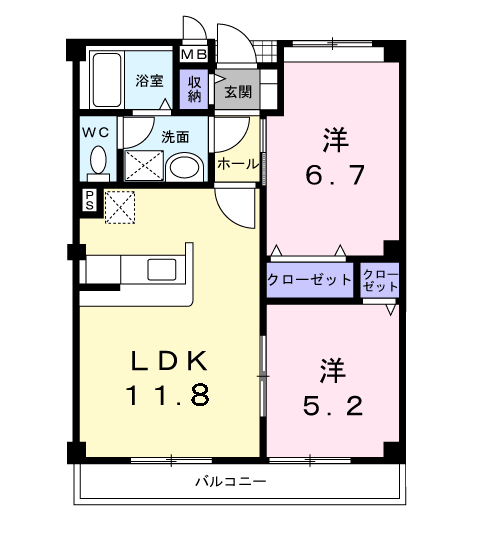 ブランドール(2LDK/1階)の間取り写真