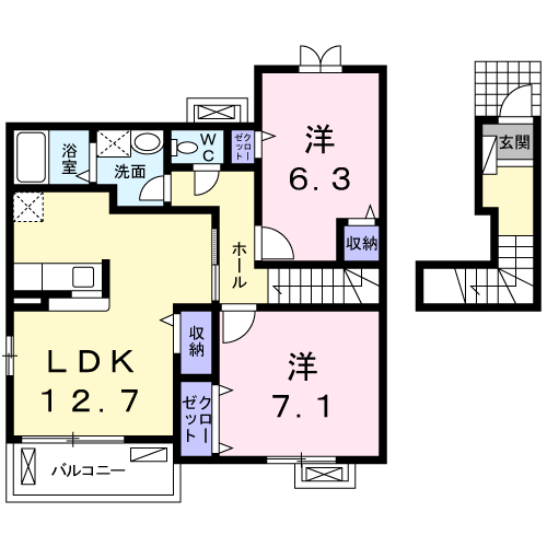 メゾン ド ラトン・ラヴール(2LDK/2階)の間取り写真