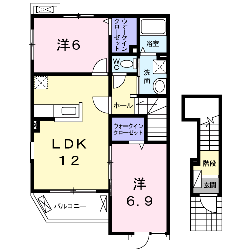 フェリーチェ(2LDK/2階)の間取り写真