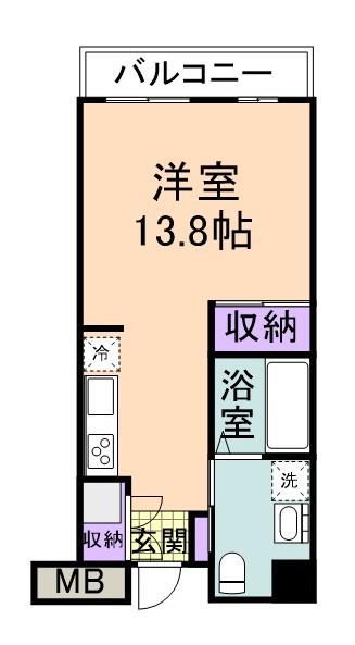 サンロワール和泉砂川(1K/4階)の間取り写真